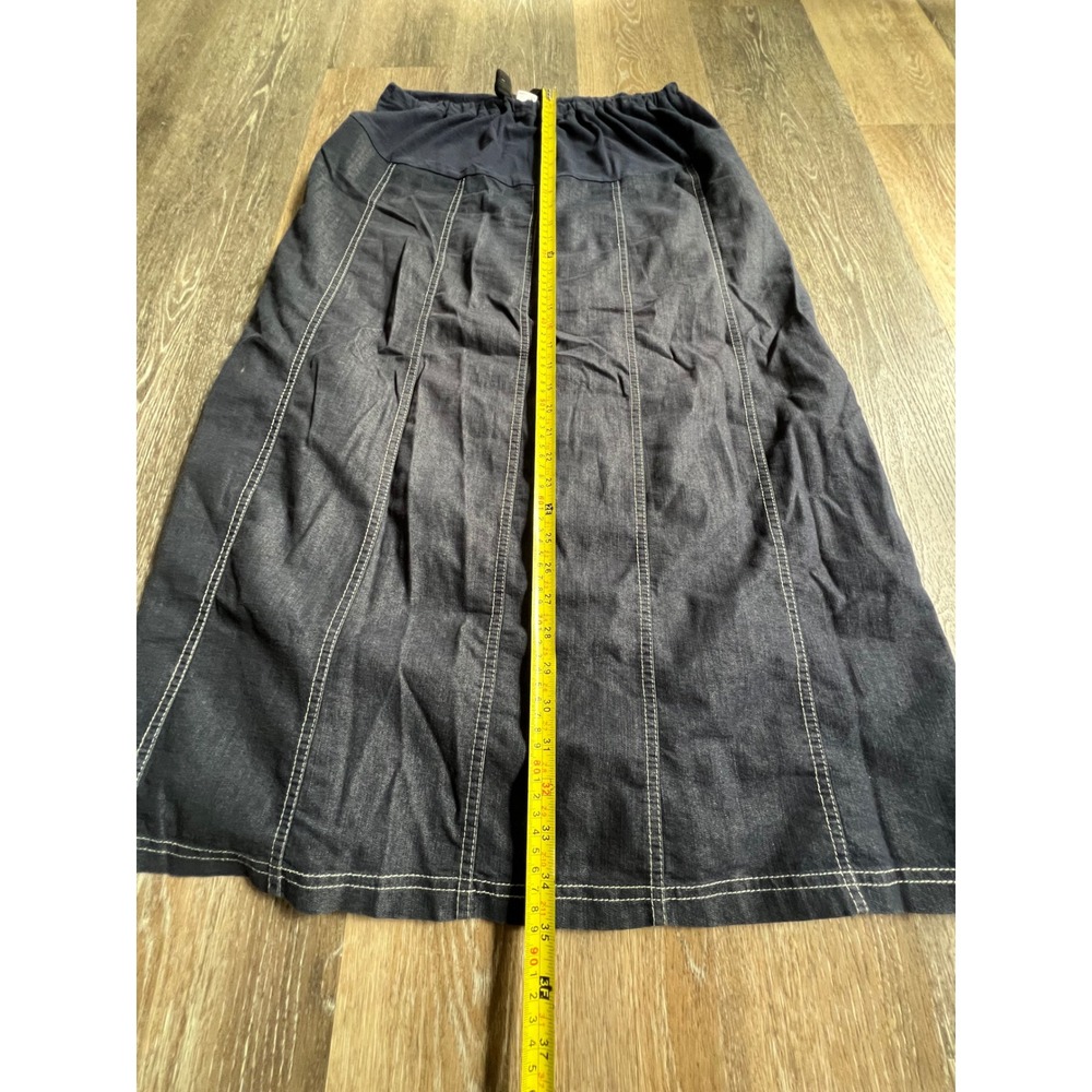 New Creation Denim Skirt Women Size M Blue Contrast Stitch Maternity Midi - Picture 4 of 6